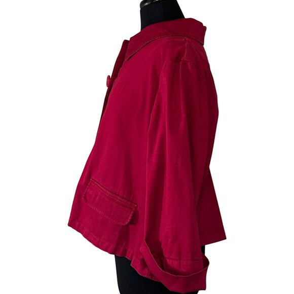 Women's LAL Live A Little Brand Red Collared Jacket Cotton Blend Size PXL - Picture 16 of 16
